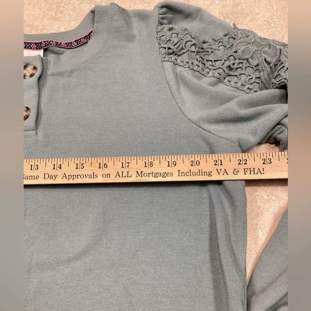 Knox Rose sage long sleeve Henley sweater XXL with lace detail - Picture 5 of 9